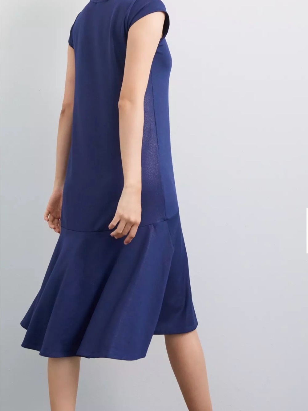 Anthropologie Maeve Ismene midi dress Navy Shimmer w/ Cap Sleeves - Picture 4 of 13
